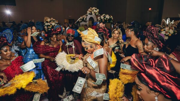 Naira notes being sprayed at a party in Nigeria