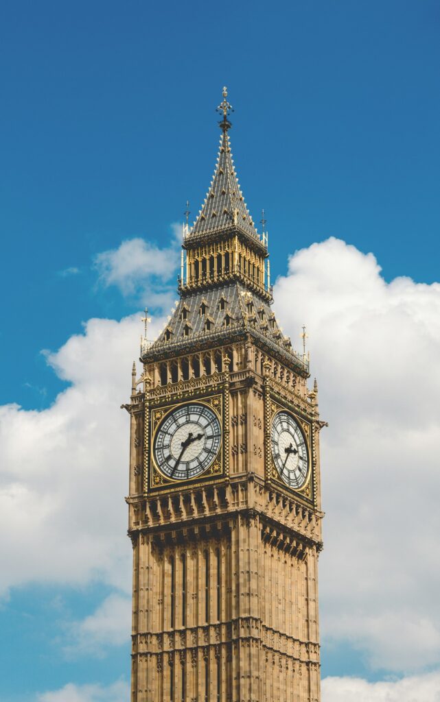The Big Ben clock tower in London